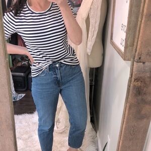 J crew perfect for stripe knit shirt size large cotton  yarns sustainable fabric